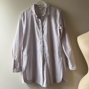 J JILL lilac / white pinstripe tunic blouse - long and well made! Size M